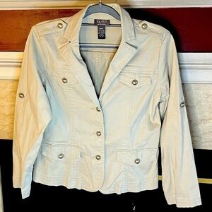 Motto cream colored soft denim stretch jacket